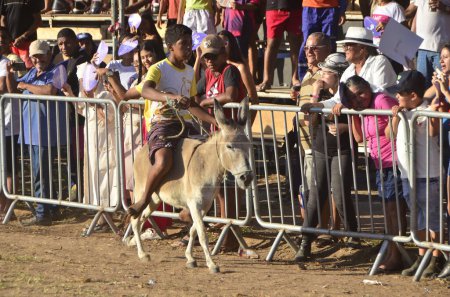 Photo for (INT) Donkey Race in Sao Goncalo do Amarante. August 05, 2023, Sao Goncalo do Amarante, Rio Grande do Norte, Brazil: The city of Sao Goncalo do Amarante is holding the agricultural fair AGRO SAO GONCALO - Royalty Free Image