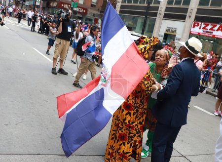 Foto de 41º Desfile Dominicano 2023 en Nueva York. 13 de agosto de 2023, Nueva York, Estados Unidos: El desfile del Día Dominicano 2023 tiene lugar en la Sexta Avenida de las calles 37 a 52 a la que asistió el alcalde de Nueva York Eric Adams y por primera vez - Imagen libre de derechos