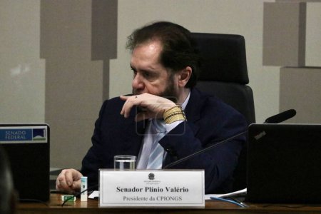Photo for Brasilia (DF), 08/15/2023 - Senator Plinio Valerio testifying as a guest at the CPI of NGOs, 8th Deliberative Meeting, Testimony as a guest; on the morning of this Tuesday, August 15, 2023 - Royalty Free Image