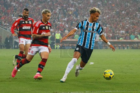 Photo for Rio de Janeiro (RJ), Brazil 08/16/2023 - Match between Flamengo and Gremio valid for the semifinal of the 2023 Copa do Brasil, held at the Mario Filho stadium (Maracana), in the north zone of the Rio de Janeiro - Royalty Free Image