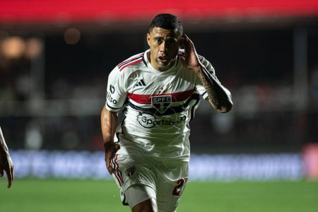 Photo for Sao Paulo (SP), Brazil 08/16/2023 - Wellington Rato celebrates his goal in a match between Sao Paulo and Corinthians, valid for the second leg of the semifinals of the 2023 Copa do Brasil - Royalty Free Image