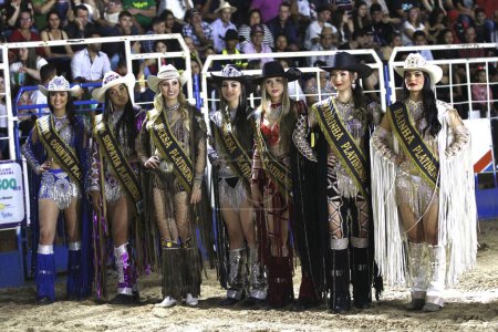 Photo for Official Opening of EFAPI EXPO 2023 Rodeo with the presence of Mayor Neto. August 18, 2023, Santo Antonio da Platina, Parana, Brazil: Official opening of the Rodeo within the schedule of events of the 51st EFAPI EXPO 2023 - Royalty Free Image