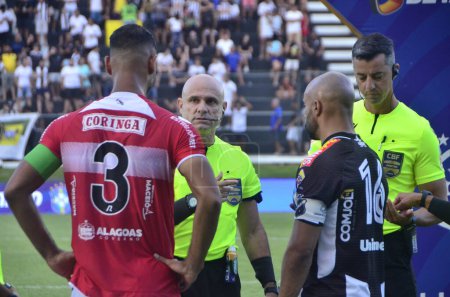 Photo for Brazilian Soccer Championship Serie B: ABC vs CRB. August 19, 2023, Natal, Rio Grande do Norte, Brazil: Soccer match between ABC and CRB valid for the 21st round of Brazilian Soccer Championship serie B at Maria Lamas Farache stadium, Natal. - Royalty Free Image