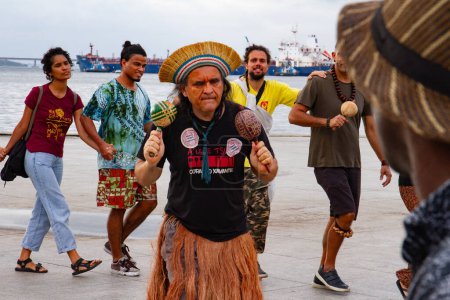 Photo for Protest Against Temporal Framework By Brazilian Indigenous People. August 30, 2023, Rio de Janeiro, Brazil: The Brazilian Federal Supreme Court (STF) resumes the judgment of the timeframe of indigenous lands - Royalty Free Image