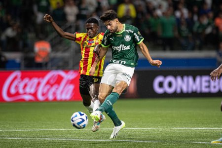 Photo for Sao Paulo (SP), Brazil 08/30/2023 - Flacco Lopez in a match between Palmeiras x Deportivo Pereira (COL), valid for the second leg of the quarterfinals of the Copa Conmebol Libertadores 2023, held at Allianz Parque - Royalty Free Image