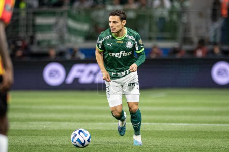 Photo for Sao Paulo (SP), Brazil 08/30/2023 - Raphael Veiga in a match between Palmeiras x Deportivo Pereira (COL), valid for the second leg of the quarterfinals of the Copa Conmebol Libertadores 2023, held at Allianz Parque - Royalty Free Image