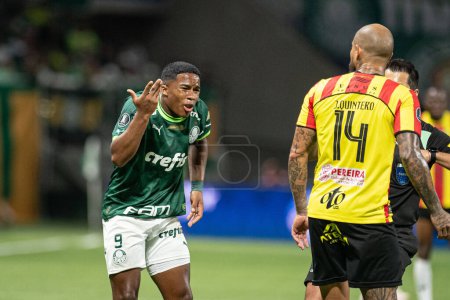 Photo for Sao Paulo (SP), Brazil 08/30/2023 - Endrick in a match between Palmeiras x Deportivo Pereira (COL), valid for the second leg of the quarterfinals of the Copa Conmebol Libertadores 2023, held at Allianz Parque - Royalty Free Image