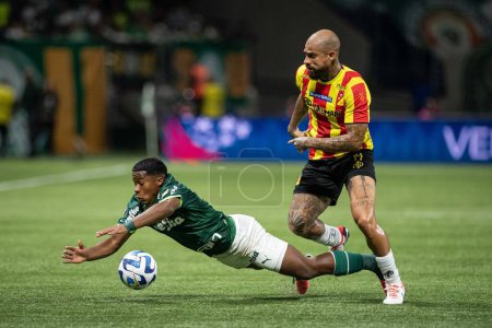 Photo for Sao Paulo (SP), Brazil 08/30/2023 - Endrick in a match between Palmeiras x Deportivo Pereira (COL), valid for the second leg of the quarterfinals of the Copa Conmebol Libertadores 2023, held at Allianz Parque - Royalty Free Image