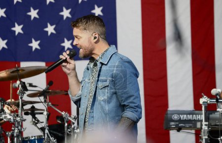 Photo for Brett Young Performs At Fox And Friends All American Summer Concert Series. September 01, 2023, New York , USA: Brett Young Performs At Fox and Friends All American Summer Concert Series. Brett Charles Young is an American country pop singer - Royalty Free Image