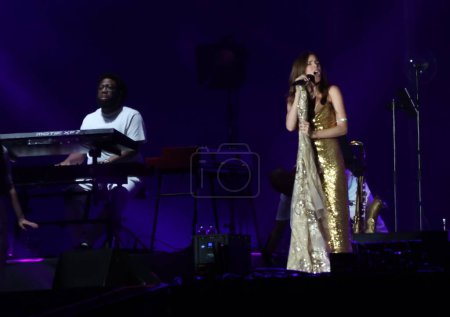 Photo for Sao Paulo (SP), Brazil 09/07/2023 - Show by English Soul music singer, Joss Stone, now on the Skyline stage at The Town Festival, this Saturday (7), at the Interlagos race track in Sao Paulo. - Royalty Free Image