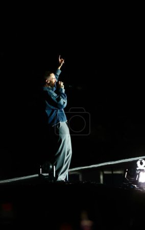 Photo for Sao Paulo (SP), Brazil 09/07/2023 - Show by the band Maroon 5, on the Skyline stage at The Town Festival, this Saturday (7), at the Interlagos race track in Sao Paulo. - Royalty Free Image