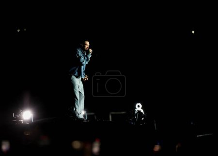 Foto de Sao Paulo (SP), Brasil 09 / 07 / 2023 - Espectáculo de la banda Maroon 5, en el escenario Skyline en The Town Festival, este sábado (7), en la pista de carreras de Interlagos en Sao Paulo. - Imagen libre de derechos