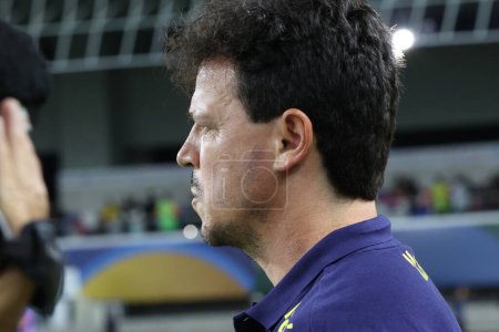 Téléchargez les photos : Belem (PA), 08 / 09 / 2023 L'entraîneur de l'équipe nationale brésilienne Fernando Diniz à ses débuts dans le match entre le Brésil et la Bolivie, dans la première ronde des qualifications pour la Coupe du monde 2026 - en image libre de droit