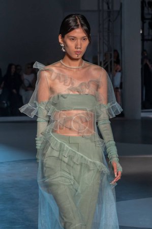 Photo for Adeam - Runway - New York Fashion Week - September 2023. September 10, 2023, New York, New York, USA: A model walks the runway at the Adeam fashion show during New York Fashion Week September 2023 at 548 West 22nd Street on September 10, 2023 - Royalty Free Image