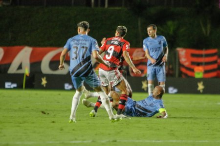 Photo for Cariacica (ES), Brazil - September 13, 2023: Match between Flamengo against Athletico Paranaense, valid for the 23rd Round of the Brazilian Football Championship 2023, held at the Kleber Andrade Stadium - Royalty Free Image