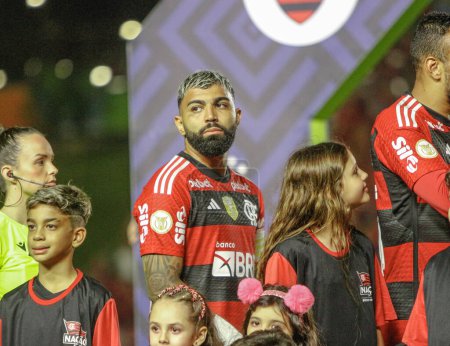 Photo for Cariacica (ES), Brazil - September 13, 2023: Gabriel Barbosa in match between Flamengo against Athletico Paranaense, valid for the 23rd Round of the Brazilian Football Championship 2023, held at the Kleber Andrade Stadium - Royalty Free Image