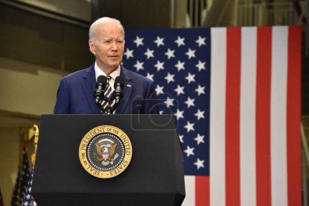 Téléchargez les photos : Le 14 septembre 2023 - Maryland, États-Unis : Le président américain Joe Biden prononce un discours sur la Bidenomique au Prince George's Community College à Largo, Maryland. - en image libre de droit