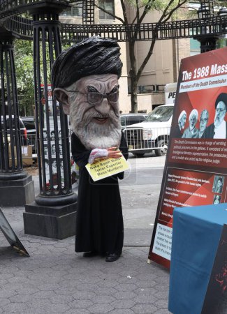 Photo for New York Rally For Free Iran. September 15, 2023, New York, USA: Some Iranians gathered together at Protest Village in front of UN Headquarters, to participate in New York Rally For Free Iran - Royalty Free Image