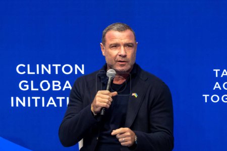 Photo for Clinton Global Initiative 2023 Meeting. September 18, 2023, New York, New York, USA: Liev Schreiber speaks during the Clinton Global Initiative (CGI) meeting at the Hilton Midtown on September 18, 2023 in New York City. The 2023 CGI meeting - Royalty Free Image