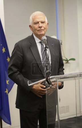 Photo for Press Conference of Josep Borrell, High Representative of the European Union for Foreign Affairs and Security Policy in New York. September 18, 2023, New York, USA: Press Conference of Josep Borrell, High Representative of the European Union - Royalty Free Image