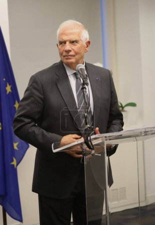 Téléchargez les photos : Conférence de presse de Josep Borrell, haut représentant de l'Union européenne pour les affaires étrangères et la politique de sécurité à New York. 18 septembre 2023, New York, États-Unis : Conférence de presse de Josep Borrell, Haut Représentant de l'Union européenne - en image libre de droit