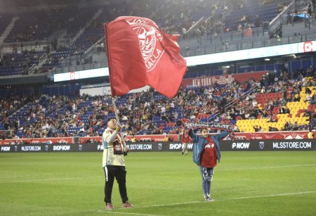 Photo for (SPO) MLS Game between New York Red Bulls and Chicago Fire. September 30, 2023, Harrison New Jersey, USA: Fans during soccer match between New York Red Bulls and Chicago Fire at Red Bulls Arena, Harrison, New Jersey. - Royalty Free Image