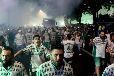 Photo for Sao Paulo (SP), October 10, 2023 - LIBERTADORES/PALMEIRAS of Football fans at football, held at Allianz Parque, in the west of Sao Paulo. - Royalty Free Image