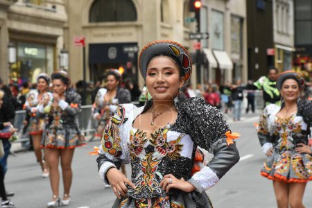 Photo for The Hispanic Day Parade. October 8th 2023 New York City, New York, U S New York Citys big Hispanic Heritage Month comes in October, celebrating the culture of the countries that share a Hispanic Heritage - Royalty Free Image