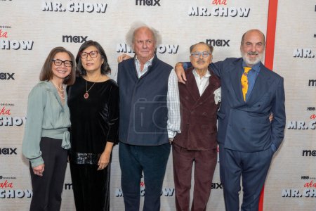 Photo for AKA MR. CHOW Film Premiere. October 12, 2023, New York, New York, USA: Diane Quon, Jean Tsien, Graydon Carter, Michael M Chow and Nick Hooker attend the aka MR. CHOW Film Premiere at The Museum of Modern Art on October 12, 2023 in New York City - Royalty Free Image