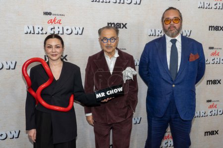 Photo for AKA MR. CHOW Film Premiere. October 12, 2023, New York, New York, USA: China Chow, Michael M Chow and Maximillian Chow attend the aka MR. CHOW Film Premiere at The Museum of Modern Art on October 12, 2023 in New York City. - Royalty Free Image