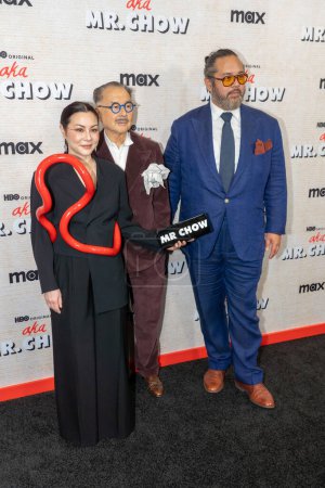 Photo for AKA MR. CHOW Film Premiere. October 12, 2023, New York, New York, USA: China Chow, Michael M Chow and Maximillian Chow attend the aka MR. CHOW Film Premiere at The Museum of Modern Art on October 12, 2023 in New York City. - Royalty Free Image