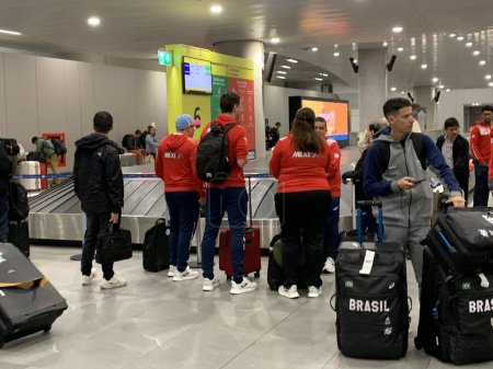 Photo for Athletes' Arrival for Panamerican Games in Santiago. October 17, 2023, Santiago, Chile: Some athletes are seen arriving at Merino Benitez Airport, Santiago and were transported to Panamerican Village where they are staying during the games. - Royalty Free Image