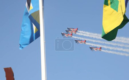 Photo for Raising of Flags at Panamerican Games in Santiago. October 17, 2023, Santiago , Chile:  The Raising of Flags at Panamerican Games in Santiago welcome participating countries in the competition - Royalty Free Image