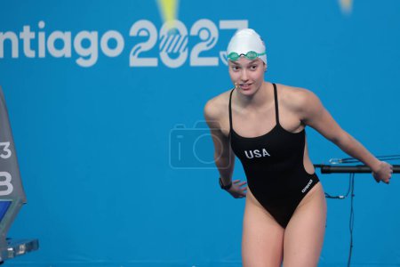 Photo for Santiago (Chile), 10/19/2023  American Team training at the aquatic center, this Thursday, October 19, 2023. Games start on October 20th until November 5th. - Royalty Free Image