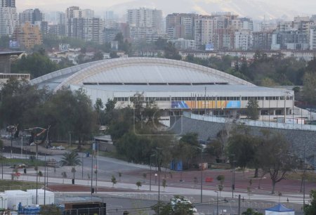 Photo for Aerial View of Santiago National Stadium and its surrounding. October 19, 2023, Santiago, Chile: The Aerial View of Santiago Nacional Stadium and its surrounding where the 2023 Pan American Games is taking place - Royalty Free Image