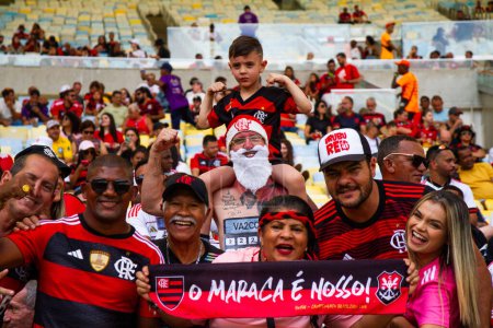 Téléchargez les photos : Rio de Janeiro, Brésil - 22 / 10 / 2023 : Match entre Flamengo et Vasco, valable pour la 28ème manche du Championnat du Brésil 2023, tenue au stade Mario Filho (Maracana) - en image libre de droit