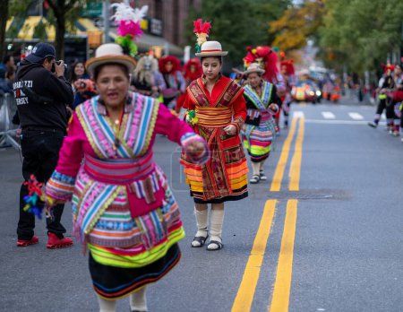 Photo for October 22, 2023, Queens , New York , USA: The Queens Bolivian Parade NYC 2023. The Queens Bolivian Parade NYC 2023 is a vibrant community event that showcases Bolivian culture and honors the achievements of Bolivian Americans. - Royalty Free Image