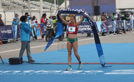 Photo for Womens 42.2 KM Marathon Race of Pan American Games. October 22, Santiago, Chile: The Women's 42.2 KM Marathon race of the Pan American Games taking place at Higgins Park in Santiago, Chile, was won by Citlali Cristian of Mexico - Royalty Free Image
