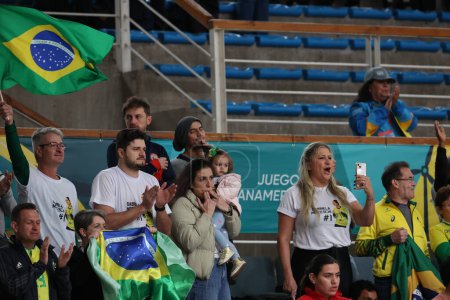 Foto de Vina del Mar (Chile), 26 / 10 / 2023 - El equipo de Brasil contra Cuba se enfrentó en el grupo B en la tercera ronda de clasificación. El equipo brasileño ganó por la puntuación de 49 x 11, en el gimnasio Vina del Mar Poliesportivo - Imagen libre de derechos