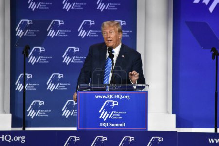 Photo for LAS VEGAS (USA), 10/28/2023 - Former President of the United States Donald J. Trump made comments about the Israel-Hamas war at the Republican Jewish Coalition's Annual Leadership Summit in Las Vegas, Nevada. - Royalty Free Image