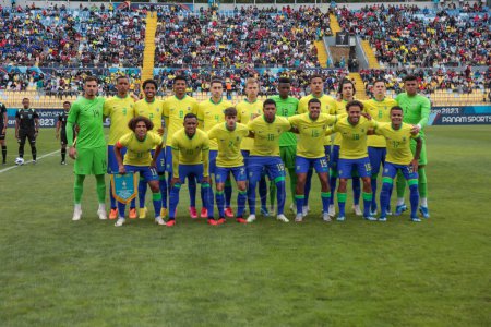 Téléchargez les photos : Vina del Mar (Chili), 29 / 10 / 2023 - FOOTBALL / HOMME / BRÉSIL / HONDURAS - Match de l'équipe brésilienne contre le Honduras, en ronde 3, groupe B, au Stade Sausalito à Vina del Mar, ce dimanche 29 octobre 2023. Le Brésil gagne 3-0 - en image libre de droit