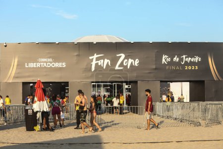 Photo for RIO DE JANEIRO (Brazil), 10/30/2023 - From October 30th to 3rd, Copacabana beach in Rio de Janeiro will host the Conmebol Fan Zone. Fans will be able to enjoy the Fan Zone, a neutral space for interaction, entertainment - Royalty Free Image