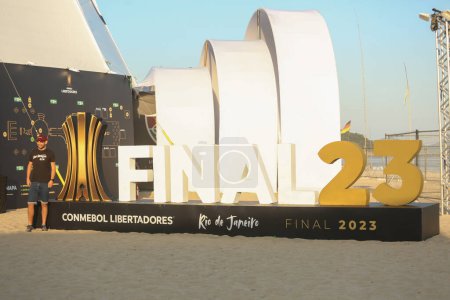 Photo for RIO DE JANEIRO (Brazil), 10/30/2023 - From October 30th to 3rd, Copacabana beach in Rio de Janeiro will host the Conmebol Fan Zone. Fans will be able to enjoy the Fan Zone, a neutral space for interaction, entertainment - Royalty Free Image