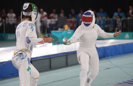 Photo for SANTIAGO (Chile), 01/11/2023 - Women's Individual Epee Group A, at the Paralympic sports center during the 2023 Pan American Games with the participation of Brazilian MOELLHAUSEN Nathalie Marie against Venezuelan MARTINE - Royalty Free Image