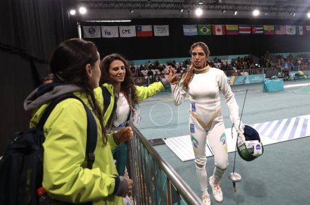 Photo for SANTIAGO (CHL), 01/11/2023 - Round 16 of the Women's Individual Epee at the 2023 Pan American Games. November 1, 2023, Santiago, Chile: Round 16 of the Women's Individual Epee between Brazilian MOELLHAUSEN Nathalie - Royalty Free Image