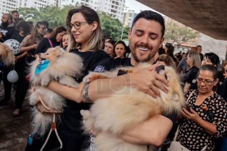 Photo for SAO PAULO (BRAZIL), 02/11/2023 - On the afternoon of this Thursday (2/11), All Souls' Day holiday, a group of supporters against animal abuse came together demanding justice for the death of the dog Fox - Royalty Free Image