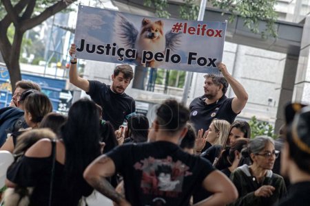Photo for SAO PAULO (BRAZIL), 02/11/2023 - On the afternoon of this Thursday (2/11), All Souls' Day holiday, a group of supporters against animal abuse came together demanding justice for the death of the dog Fox - Royalty Free Image