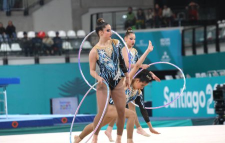 Photo for SANTIAGO (Chile), 01/11/2023 - General Group Gymnastics at the Gymnastics Center during the 2023 Pan American Games in Santiago with the participation of Brazil, USA, Colombia, Canada, Venezuela, Chile. - Royalty Free Image