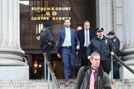 Photo for Eric Frederick Trump, second son of Donald Trump, testified today in court as the co-defendant of Donald Trumps fraud trial. November 2, 2023, New York U S A: Attorney General, Letitia James appears in court in a fraud trial - Royalty Free Image