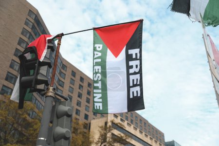Photo for Palestinians Protest From Freedom Plaza to The White House. November 4, 2023, New York, USA: Palestinian protestors march from Freedom Plaza to the White House to protest against Israels attacks on Palestinians - Royalty Free Image